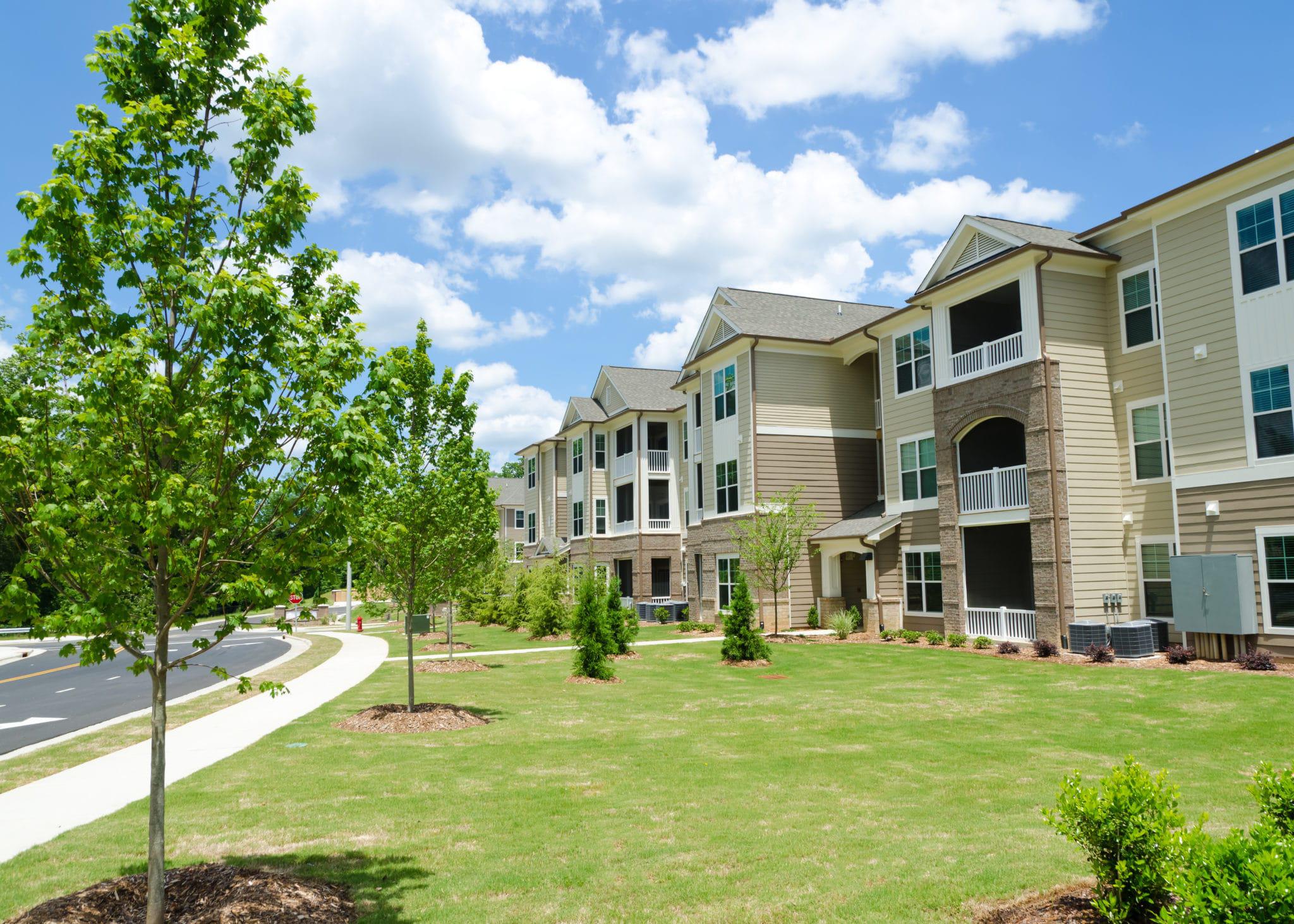 front of an apartment building